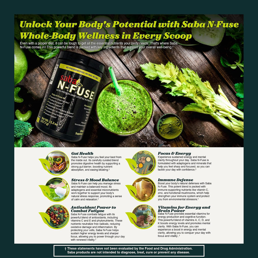 Saba N-Fuse™ Super Greens Powder - Más de 50 superalimentos, probió...