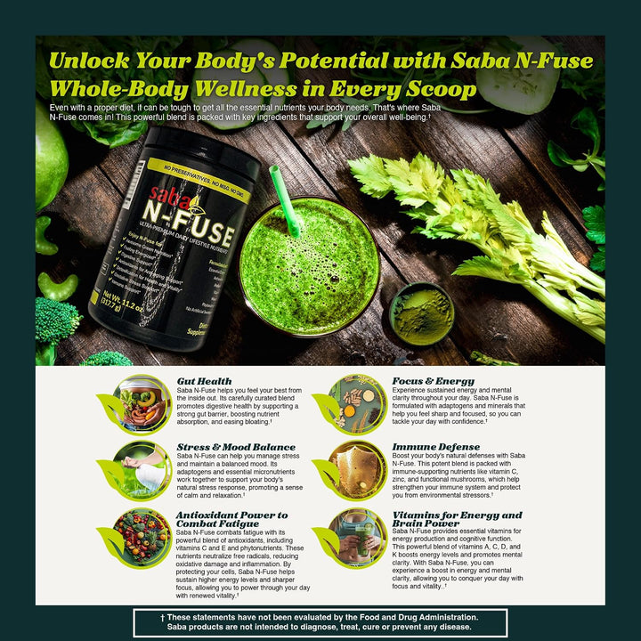 Saba N-Fuse™ Super Greens Powder - Más de 50 superalimentos, probió...