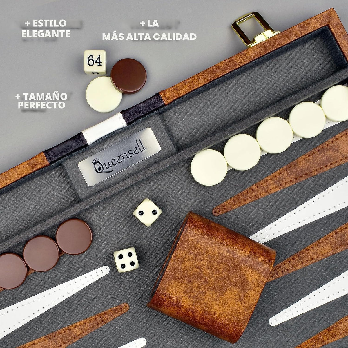 Juegos de Backgammon Grandes para Adultos - Juegos de Mesa Clásicos para 2 Jugadores Adultos y Niños - Juego de Backgammon Premium Tablero de 15 Pulgadas y 32 Piezas de Backgammon en Estuche de Cuero