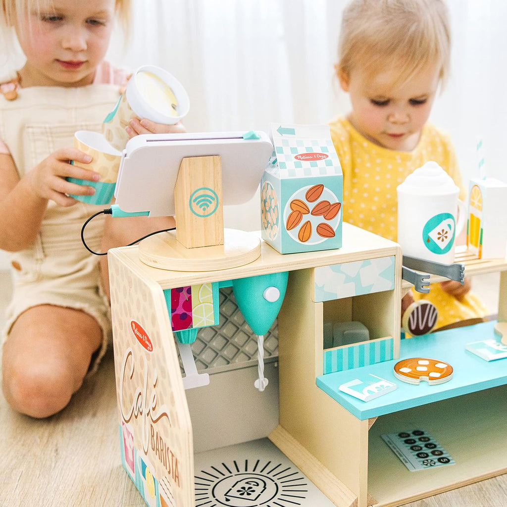 Melissa & Doug Cafetería Coffee Shop Barista de Madera (35 Piezas) - Certificado FSC