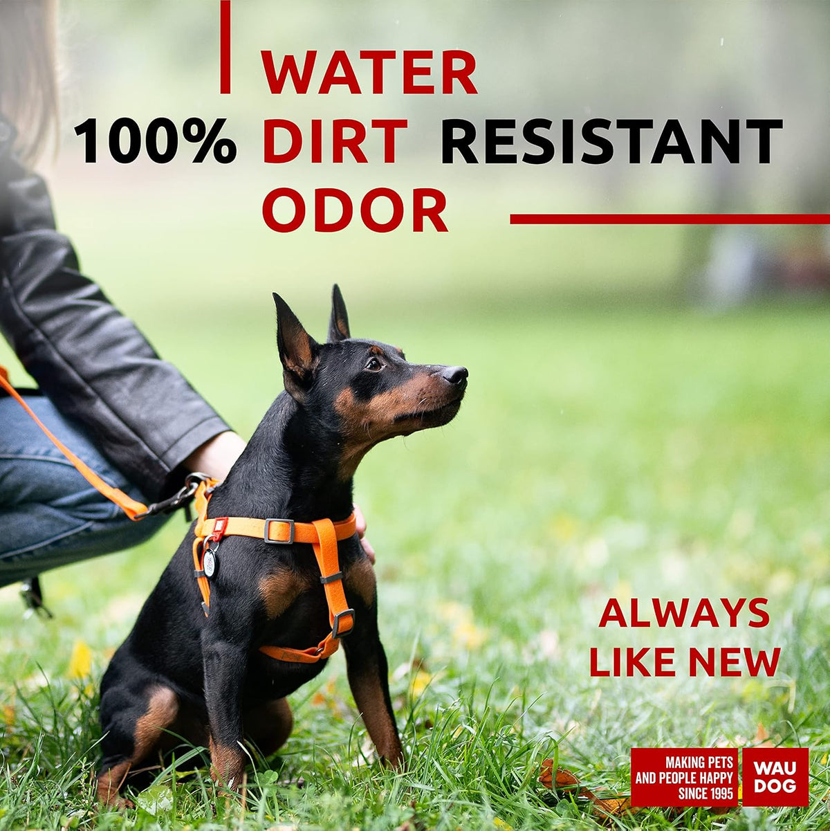 WAUDOG Arnés impermeable para perro con etiqueta de código QR y cierre de