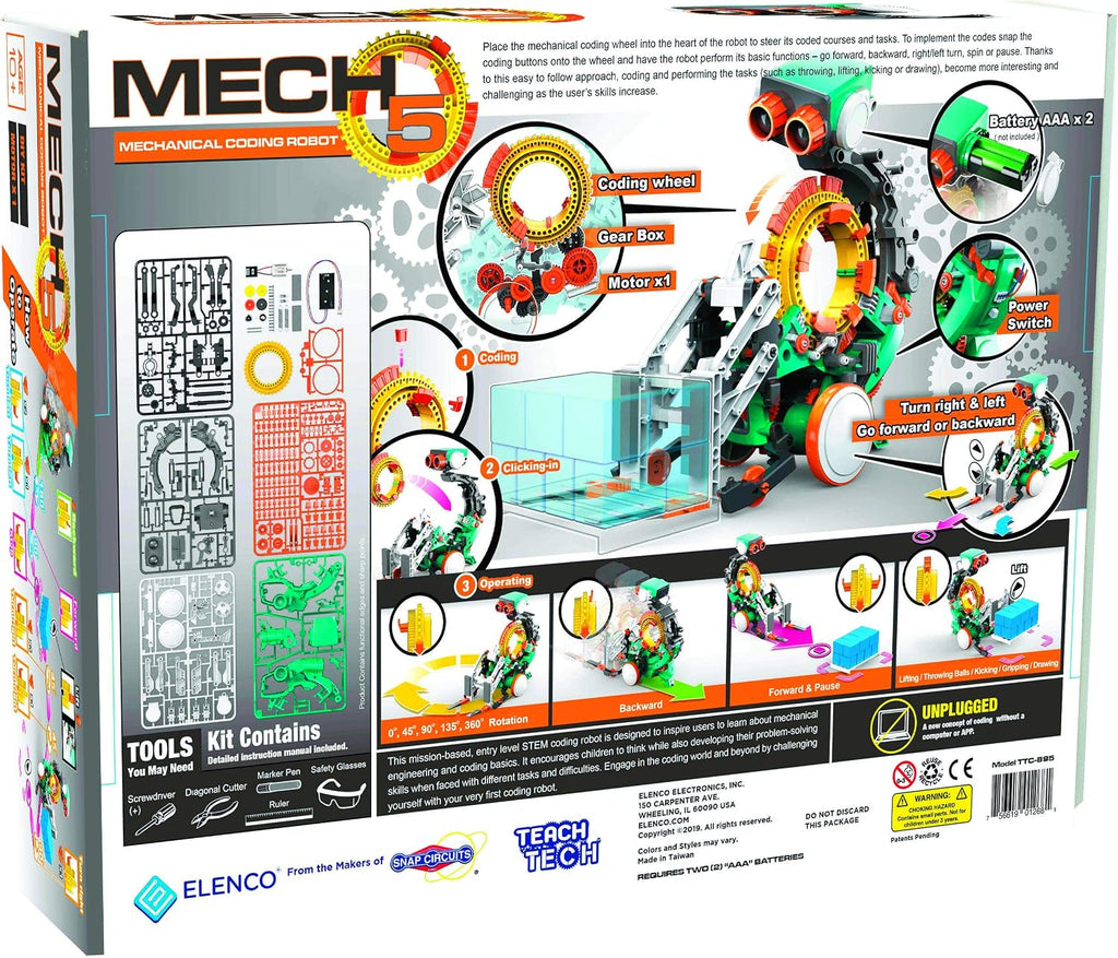 TEACH TECH Mech-5 STEM Kit de construcción de robot de codificación para