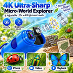 Microscopio para niños, zoom 4K 1000X, pantalla de 2.4", juguete