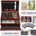 TMOL Suministros de arte, paquete de 175 juegos de arte de lujo, kit de pintura de dibujo con 2 almohadillas de dibujo, pinturas acrílicas, lápices de colores, crayones y kit de arte en estuche de