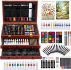 TMOL Suministros de arte, paquete de 175 juegos de arte de lujo, kit de pintura de dibujo con 2 almohadillas de dibujo, pinturas acrílicas, lápices de colores, crayones y kit de arte en estuche de