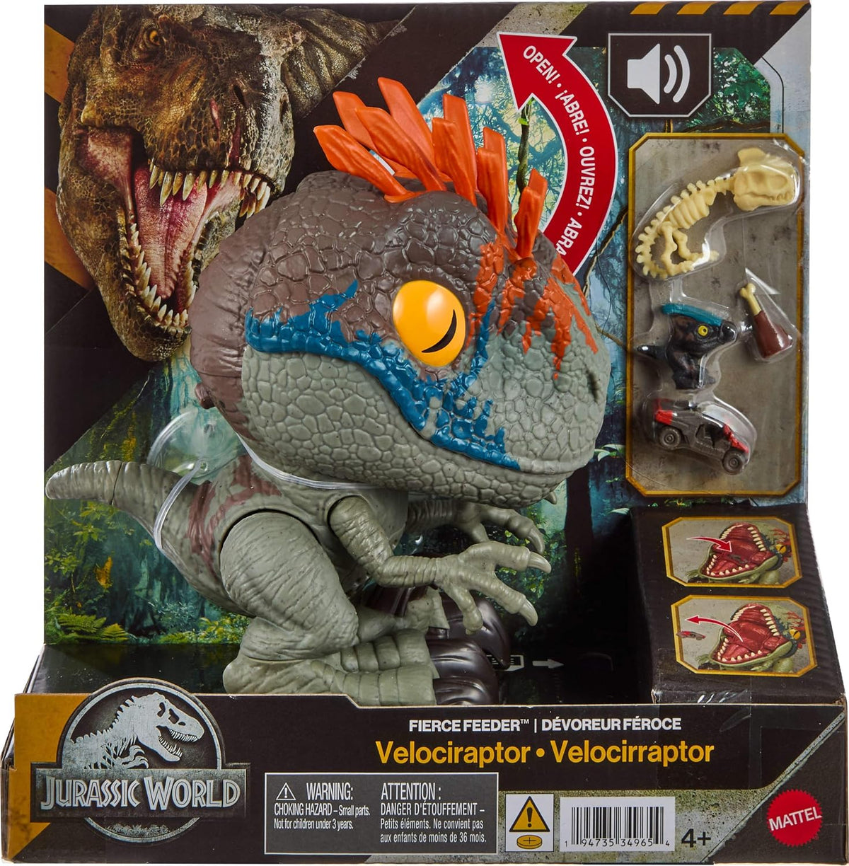 Mattel Jurassic World Rebirth - Figura de velociraptor feroz
