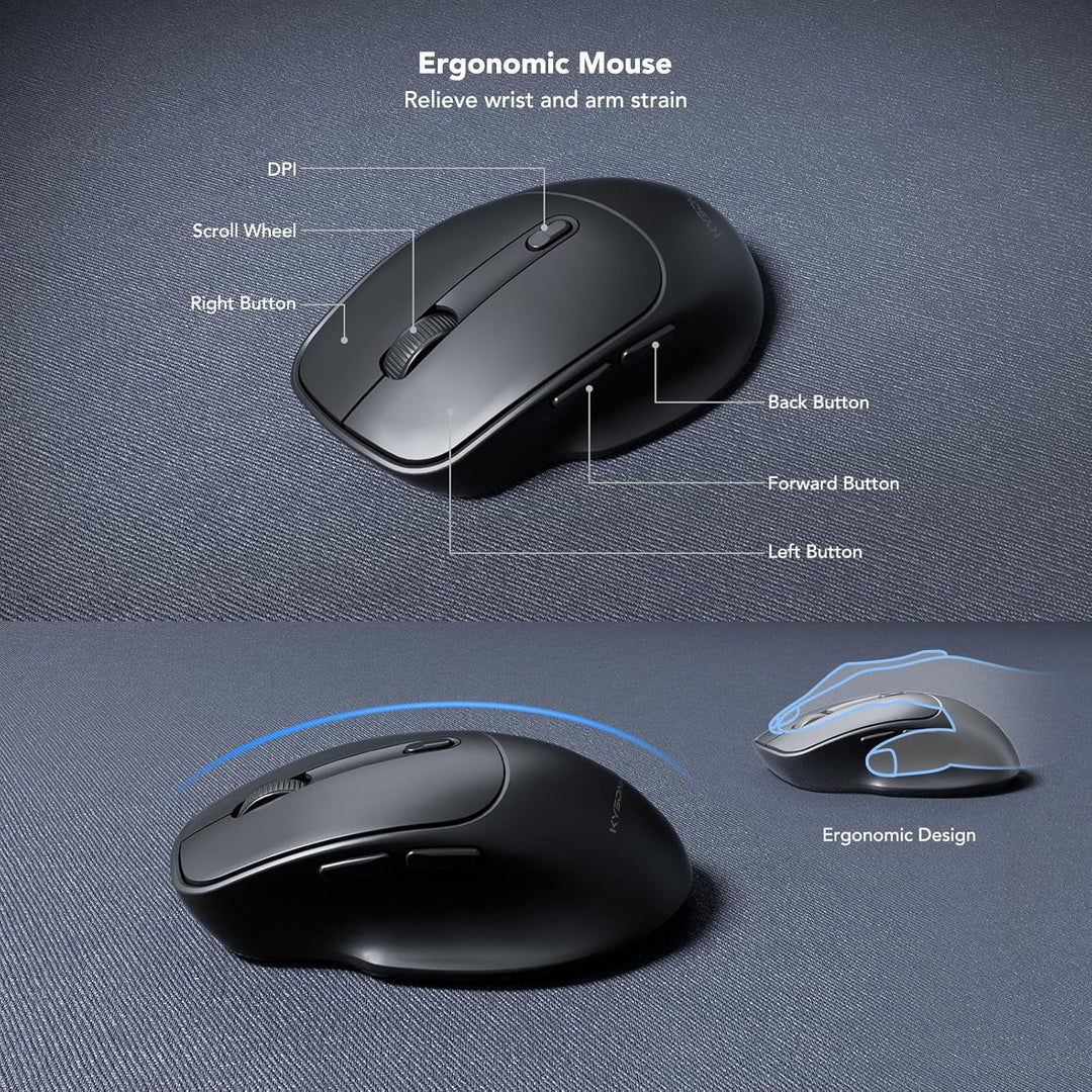 KYSONA Combo de teclado y mouse inalámbricos, teclado inalámbrico d...