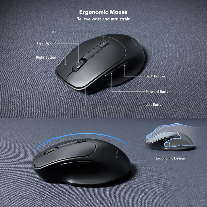 KYSONA Combo de teclado y mouse inalámbricos, teclado inalámbrico d...