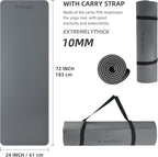 PAIDU POE Esterilla de Yoga (10 mm) Colchoneta de Fitness Extra Gruesa 72"x24" con Correa de Transporte
