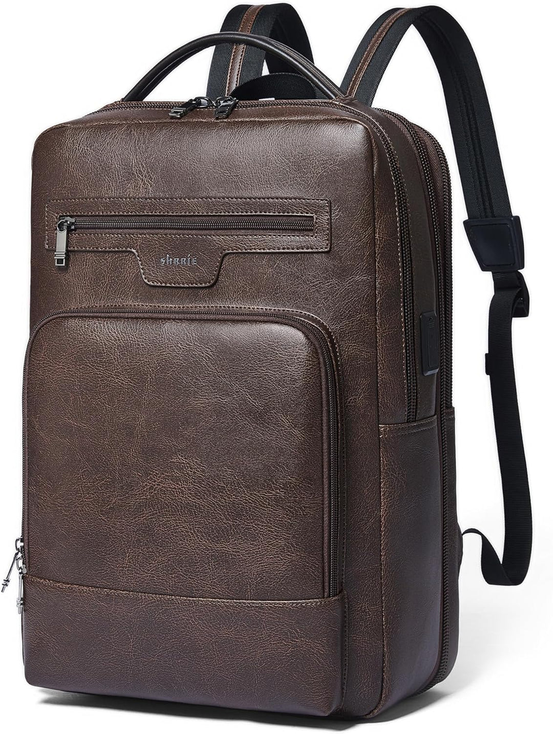 Mochila de cuero para laptop Shrrie para mujeres y hombres, mochila...