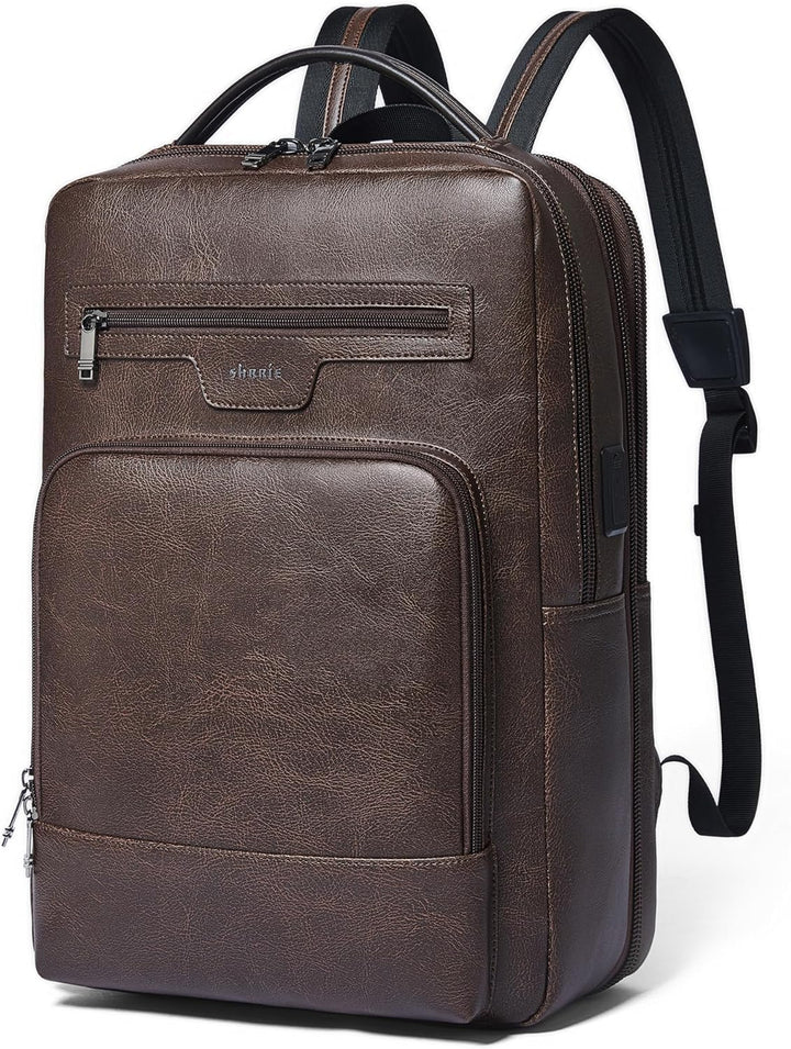 Mochila de cuero para laptop Shrrie para mujeres y hombres, mochila...