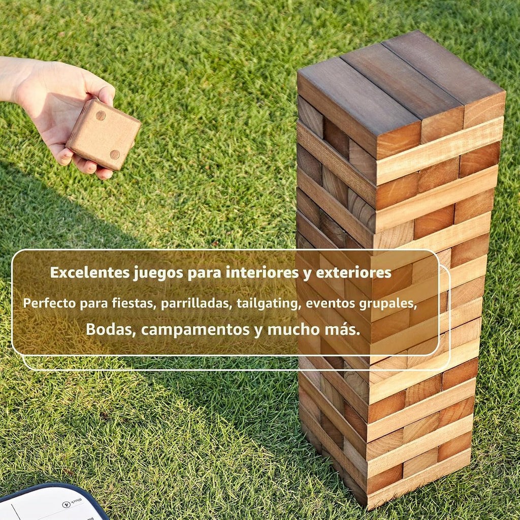 ApudArmis 60 piezas gigante Tumble, juego de madera de pino apilado al aire libre 3.2 pies