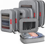 LeanTravel Cubos de embalaje de compresión de alta calidad para viajes, bolsas organizadoras de maleta con doble cremallera y panel de malla transpirable, artículos esenciales para equipaje de mano