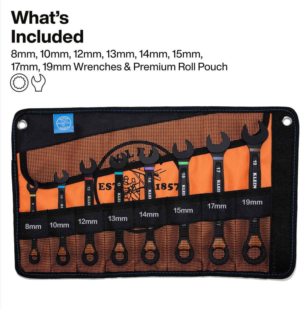 Klein Tools 69508M - Juego de llaves combinadas de trinquete