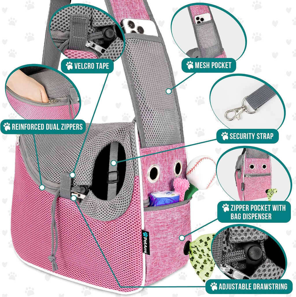 PetAmi - Transportador para perros pequeños, manos libres, color rosa