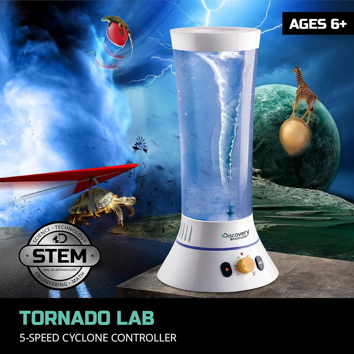 Discovery™ Tornado Lab, controlador ciclónico de 5 velocidades, kit de actividades educativas de aprendizaje, juguete divertido y emocionante, juego de experimentos STEM para niños, niñas, niños a partir de 6 años