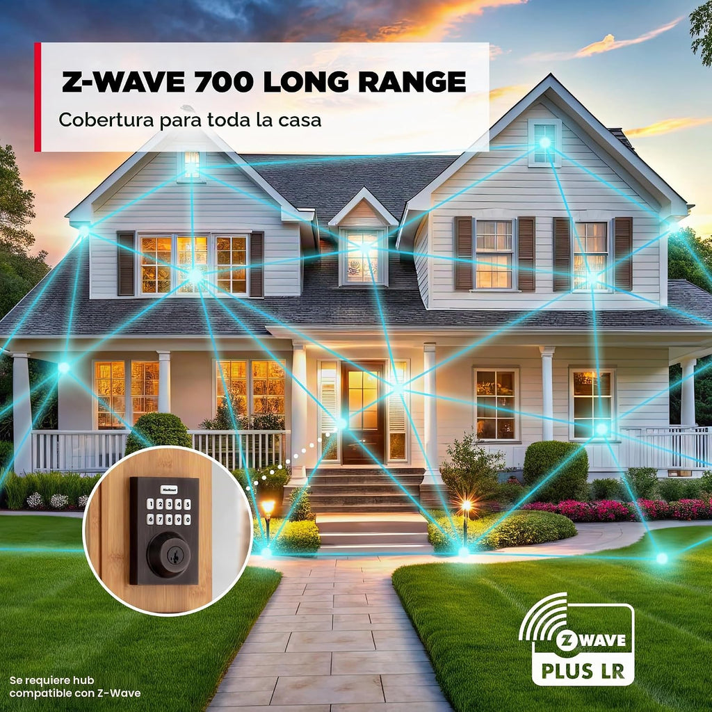 Kwikset HomeConnect 620 Z-Wave con teclado inteligente de largo alcance, cerradura sin llave conveniente, códigos de usuario personalizables, compatible con Ring Alarm, se requiere Hub, se vende por