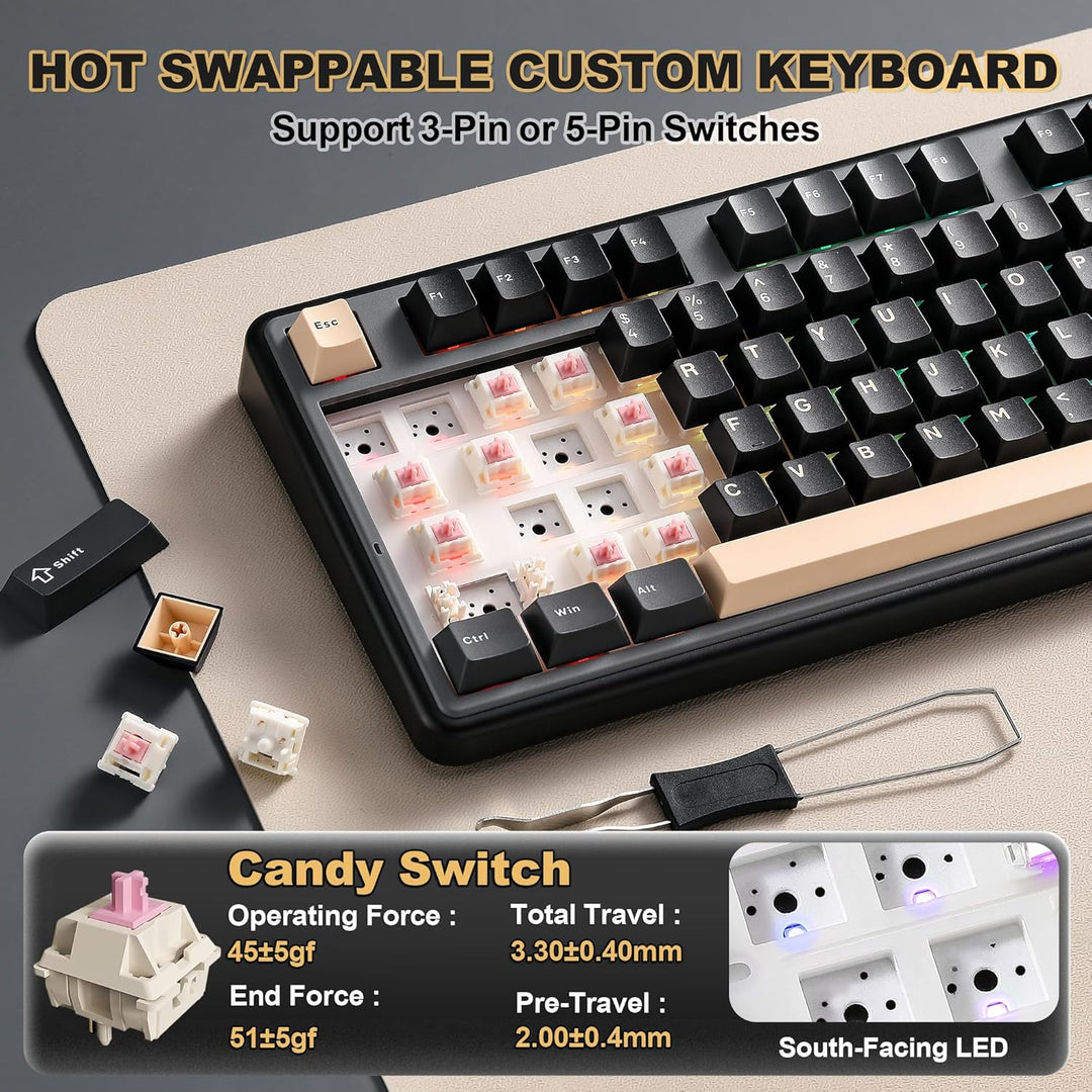 YUNZII B98 PRO QMK\/VIA - Teclado mecánico inalámbrico para juegos,...
