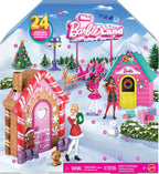 Calendario de Adviento Coleccionista Barbie Mini Land con Muñecas de 3.8 cm y 24 Días de Sorpresas, Áreas de Juego del Pueblo Invernal para Diversión Narrativa