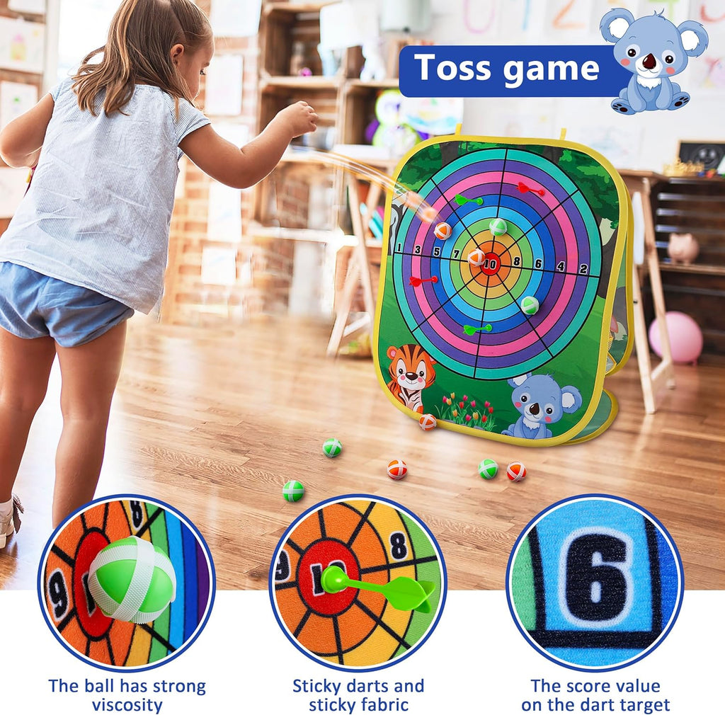 Juego de lanzamiento de bolsas de frijoles de animales, juego de lanzamiento al aire libre, suministros de fiesta familiar para niños, regalo para cumpleaños o Navidad para niños pequeños de 3, 4, 5