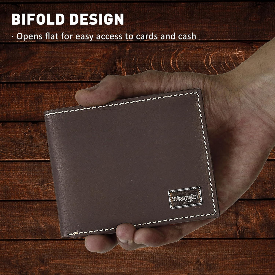 Wrangler Billetera plegable para hombre, de cuero genuino, regalo p...
