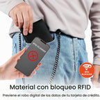 Billetera de Cuero Genuine con Cadena para Hombres: Billetera RFID con Cadena Antirrobo