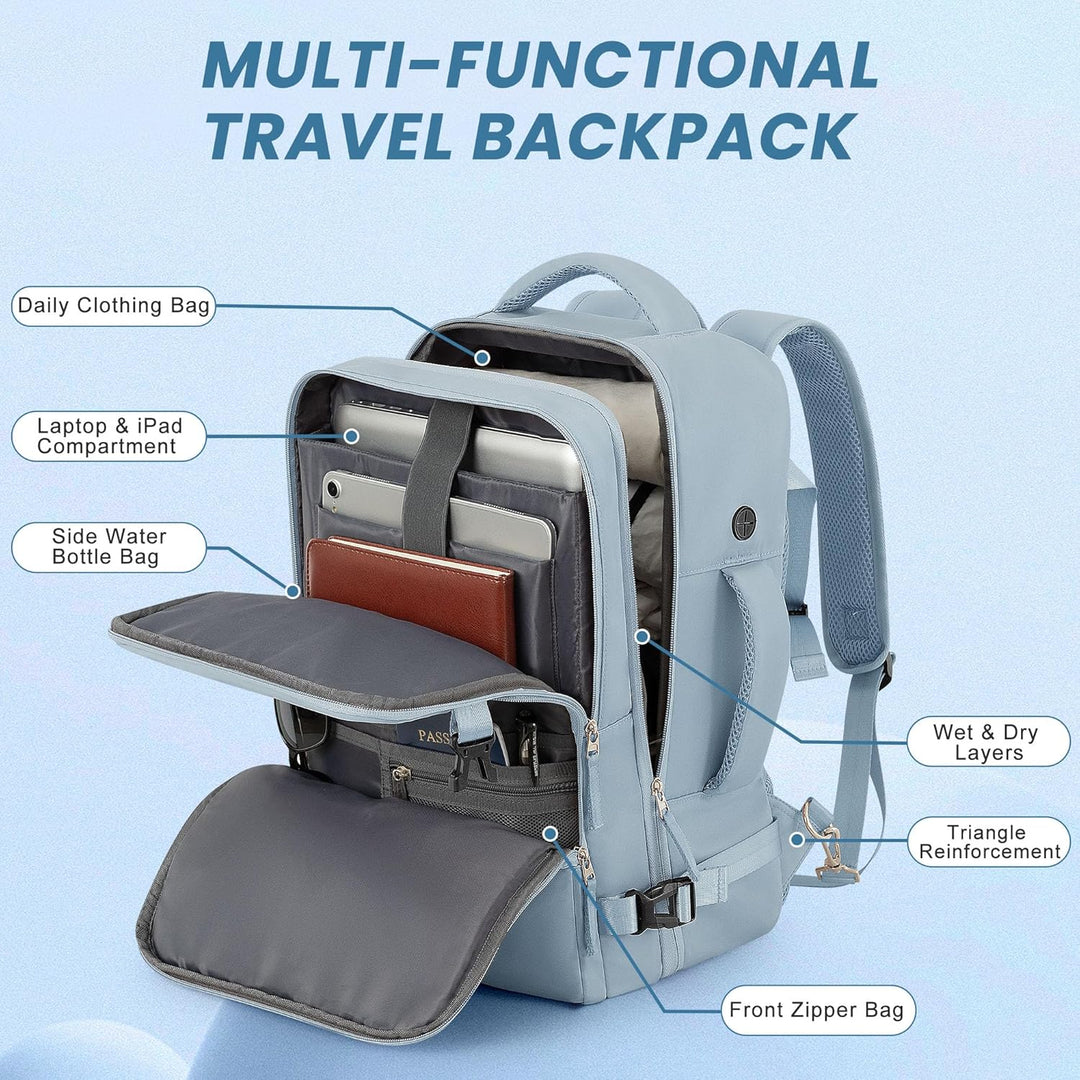 Mochila de Viaje Sinaliy, Azul claro, Grande, Viajes