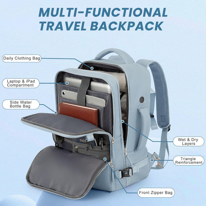 Mochila de Viaje Sinaliy, Azul claro, Grande, Viajes