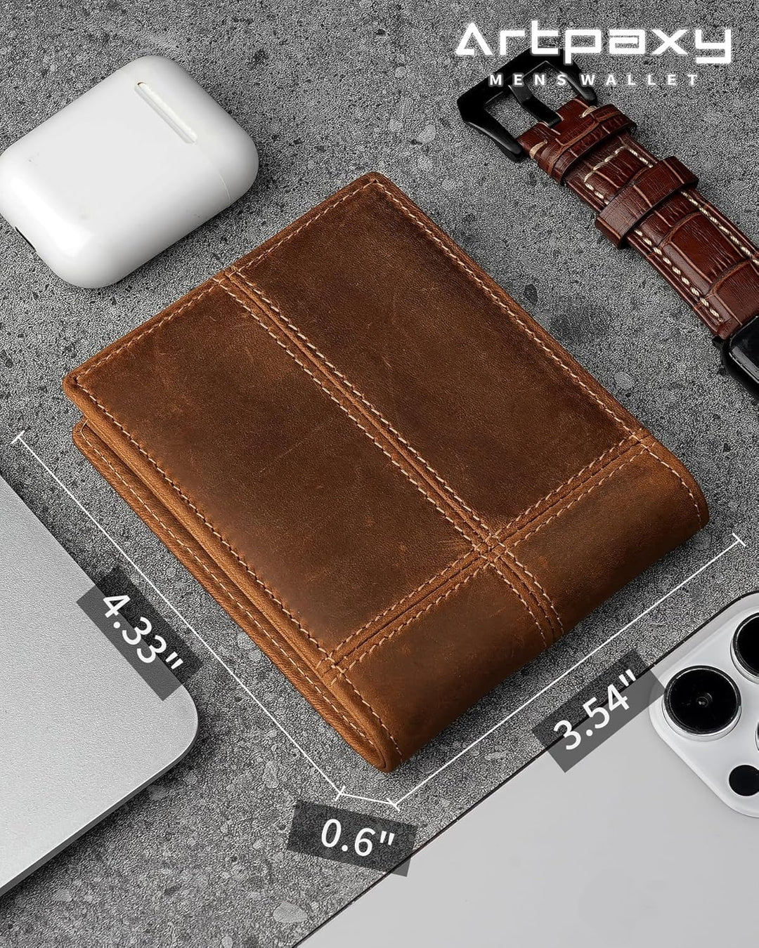 Artpaxy Cartera de cuero genuino para hombre, plegable, con bloqueo...