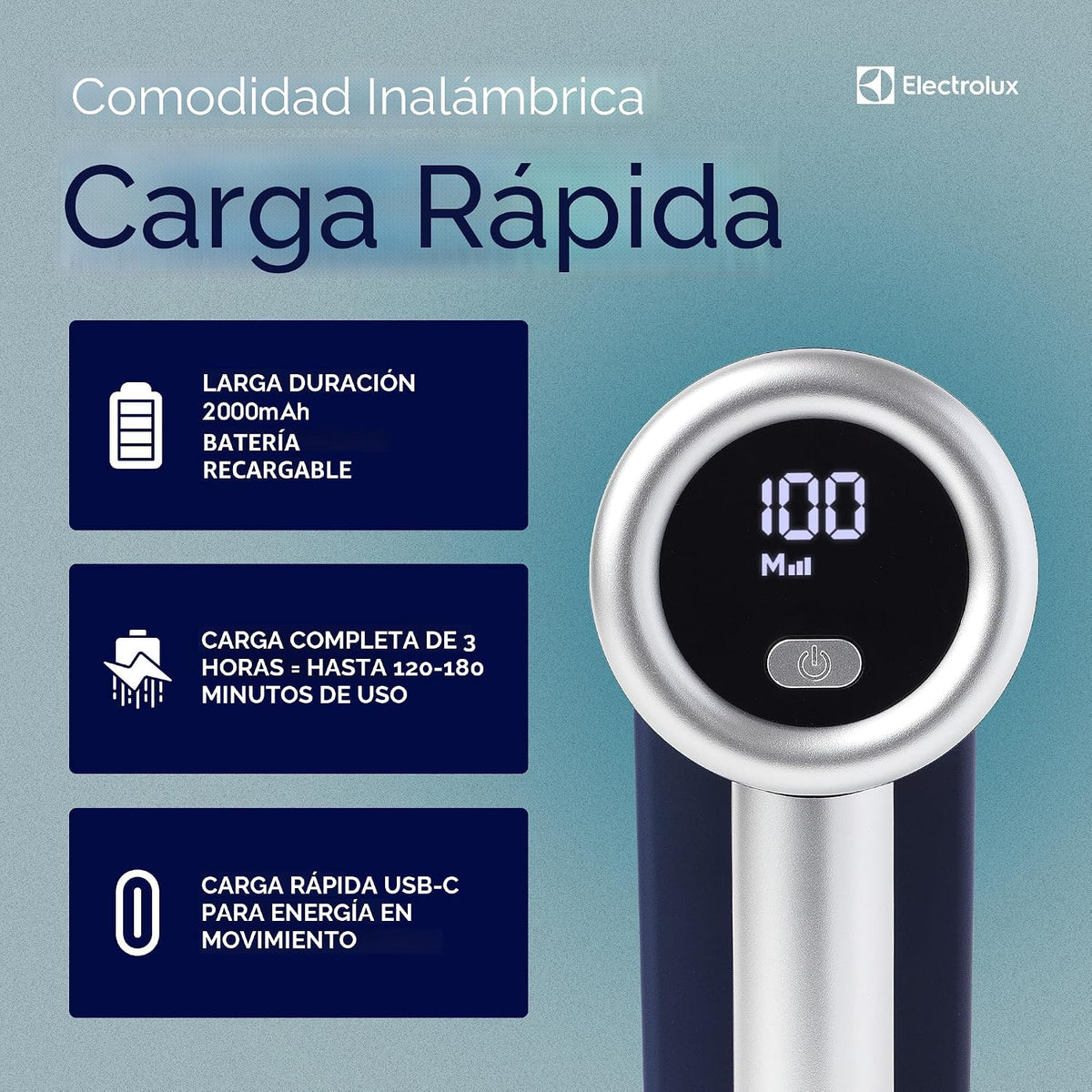 Electrolux Afeitadora de Tela Recargable | Removedor de Pelusa de 3 Velocidades para Ropa y Muebles | Elimina Pelusa y Formación de Bolitas | Afeitadora Eléctrica de Pelusa con Pantalla LED y Puerto
