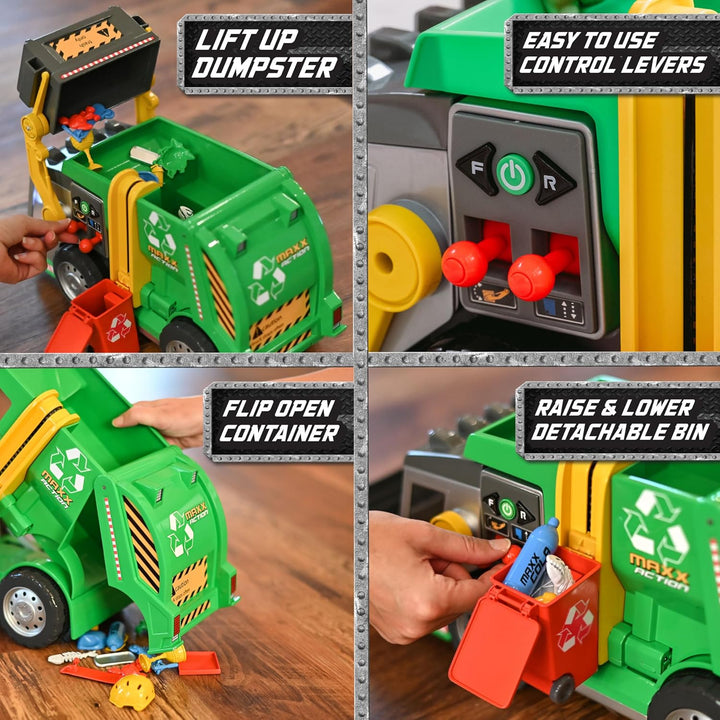 Maxx Action Juego de Camión de Basura Motorizado Grande de 19"...