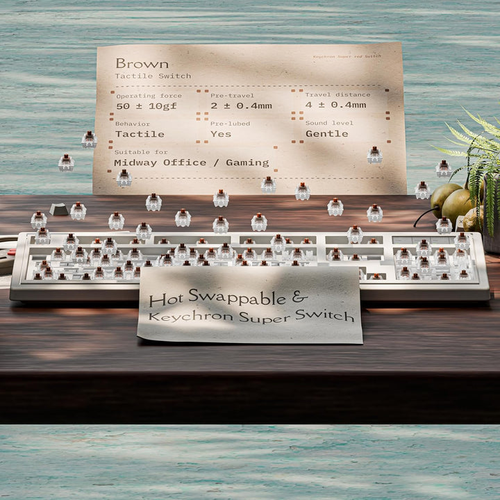 Keychron R6 - Teclado mecánico inalámbrico retro, 100% tamaño compl...