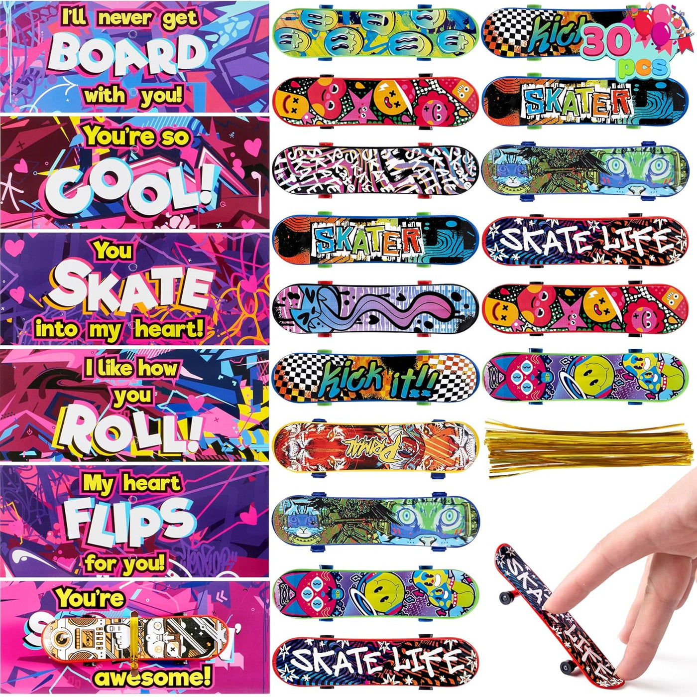 JOYIN 30 paquetes de mini patinetas de dedo para el día de