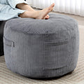 Puf otomano redondo de relleno (gris, 26 pulgadas de profundidad x