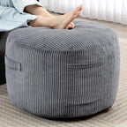 Puf otomano redondo de relleno (gris, 26 pulgadas de profundidad x