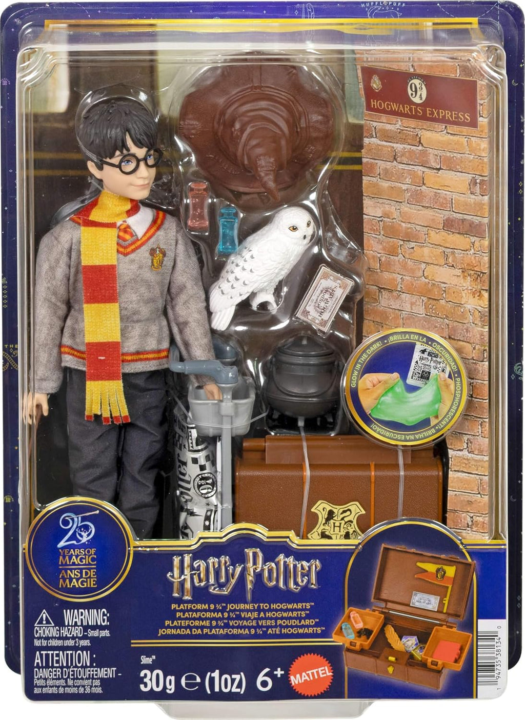 Mattel Harry Potter Toys, Platform 9¾ Journey to Hogwarts - Juego de muñecas con muñeca de moda, 17 accesorios y slime, inspirado en la película