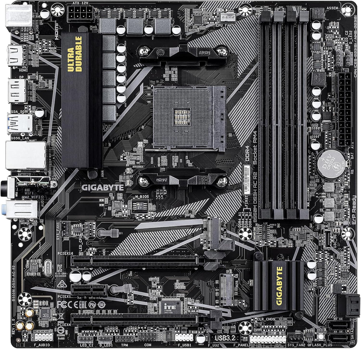 GIGABYTE Placa base B550M DS3H AC R2 AMD AM4, Micro-ATX, DDR4, Dual...