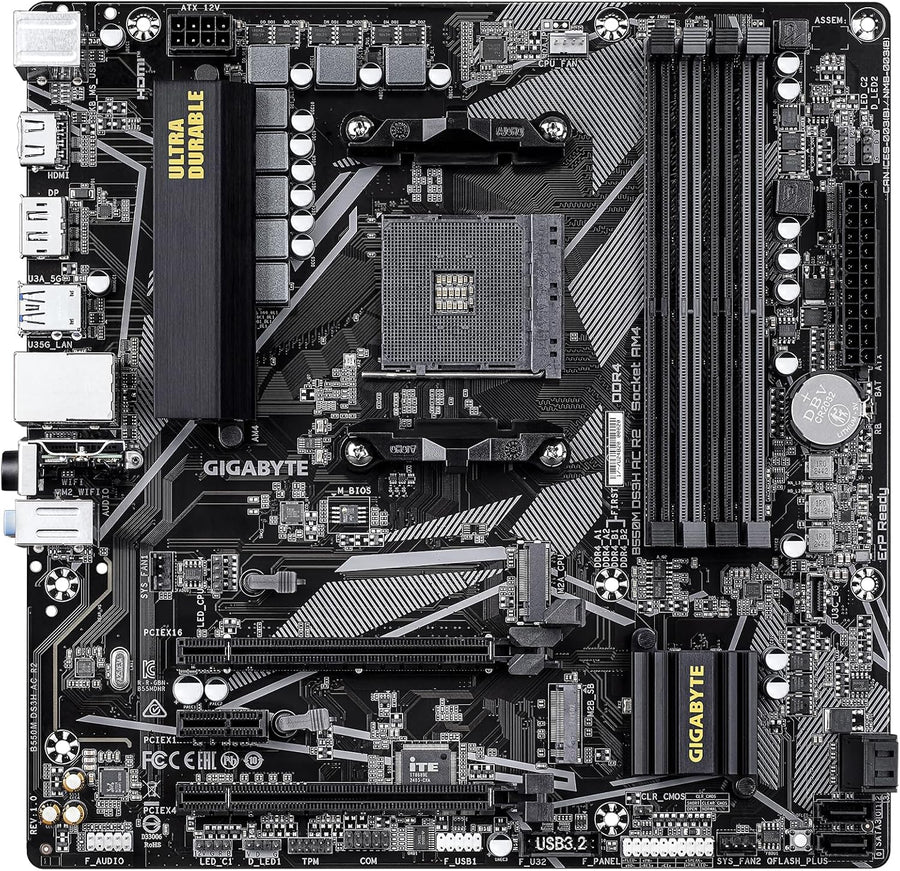 GIGABYTE Placa base B550M DS3H AC R2 AMD AM4, Micro-ATX, DDR4, Dual...