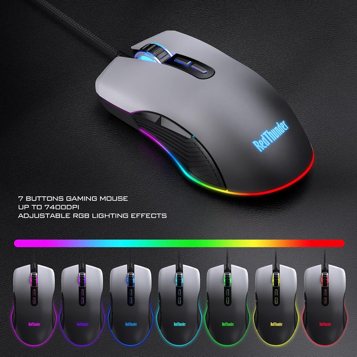 RedThunder Teclado para juegos con cable K10, combo de reposamuñeca...