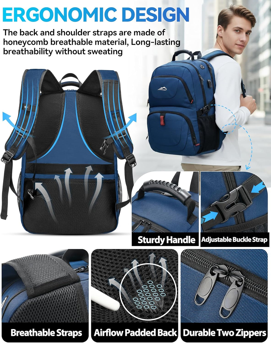 ProEtrade Mochila de viaje extra grande para laptop, escuela, negoc...