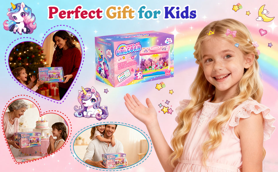 Kit de terrario de unicornio iluminado para niños - Luz