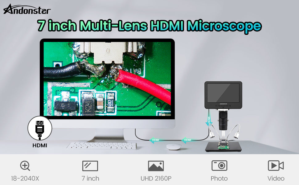 Andonstar AD246S-M - Microscopio digital HDMI 2000x para