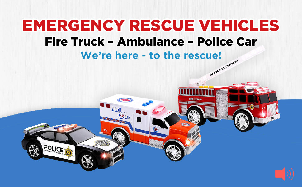 Juego de vehículos de emergencia de juguete para niños con