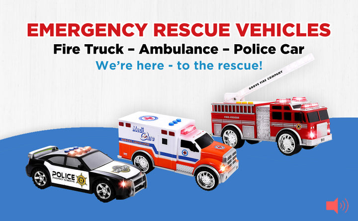 Juego de vehículos de emergencia de juguete para niños con