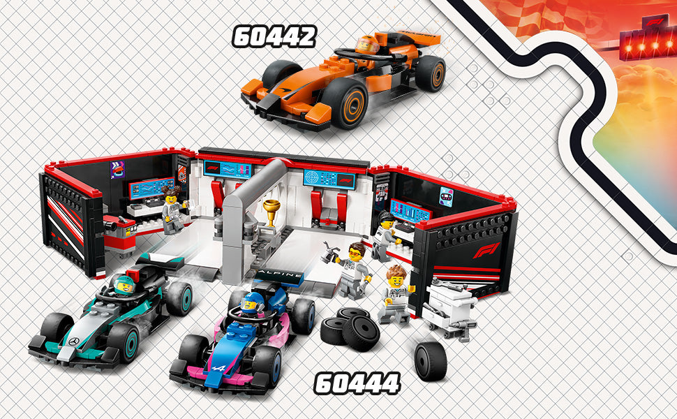 LEGO City F1 Pit Stop Pit Crew con coche Ferrari de