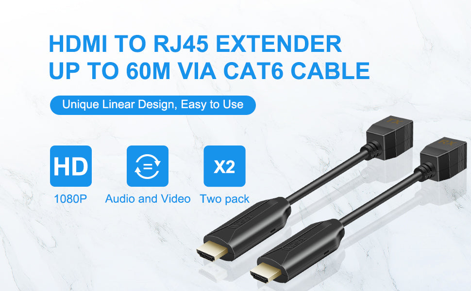 Wiistar Extensor HDMI sobre Cat5e/6 HDMI a RJ45 Extensor
