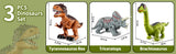 Paquete de 3 juguetes de dinosaurios caminantes para niños
