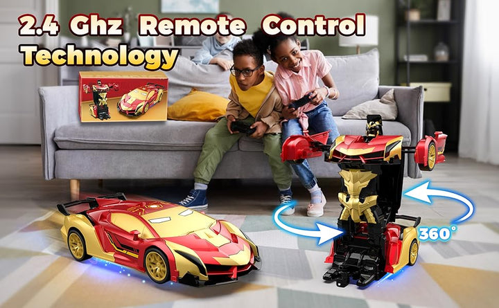 Hero Steel Man Transform RC Cars Toys con luces de ojos y