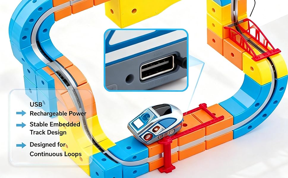 klick Rail - Juego de tren eléctrico 67 piezas 3D flexible