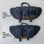 Riñonera grande inspirada en la táctica para hombres. Accesorios Techwear perfectos EDC Bag para hombres. Riñonera multifuncional, Negro -, Large 5 Bolsillos